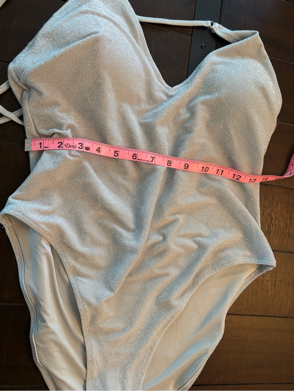 H&M Silver Sparkle V-Neck One-Piece Swimsuit - Picture 8 of 8